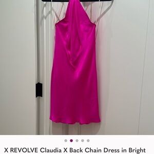 Amanda Uprichard Hot Pink Satin Backless Halter Dress